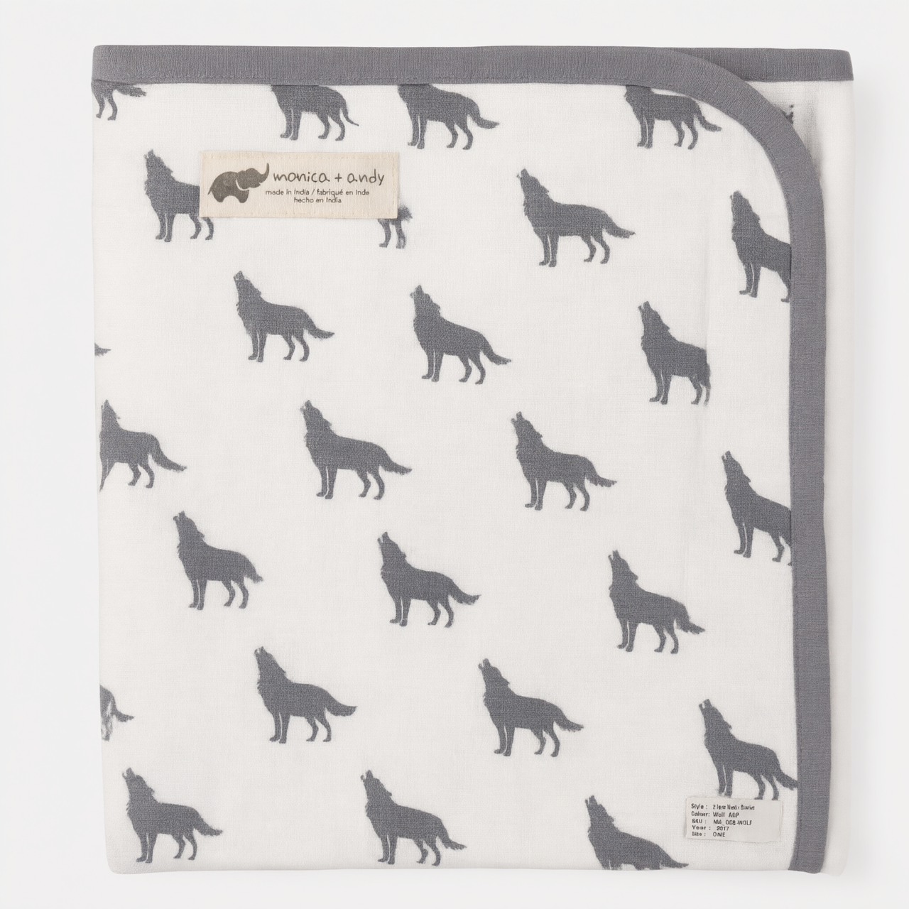 Monica + Andy Double Layer Coming Home Swaddle Blanket - Wolf