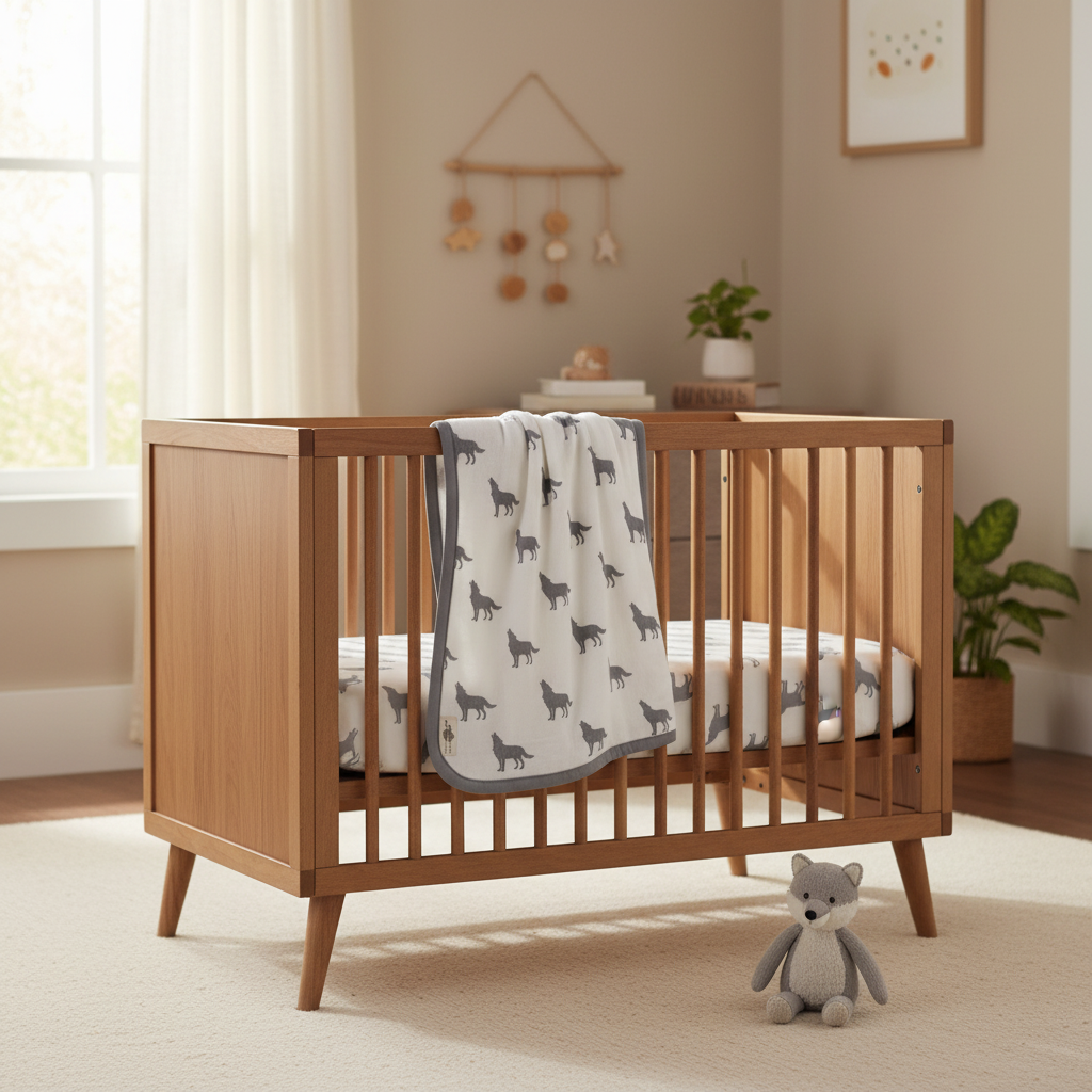Monica + Andy Double Layer Coming Home Swaddle Blanket - Wolf