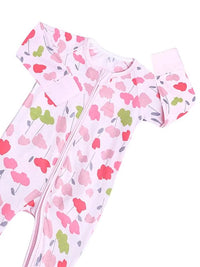 Pink Pansies Baby Zip Sleepsuit with Hand & Feet Cuffs (Various Sizes)