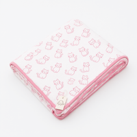 Monica + Andy Double Layer Coming Home Swaddle Blanket - Pink Cat