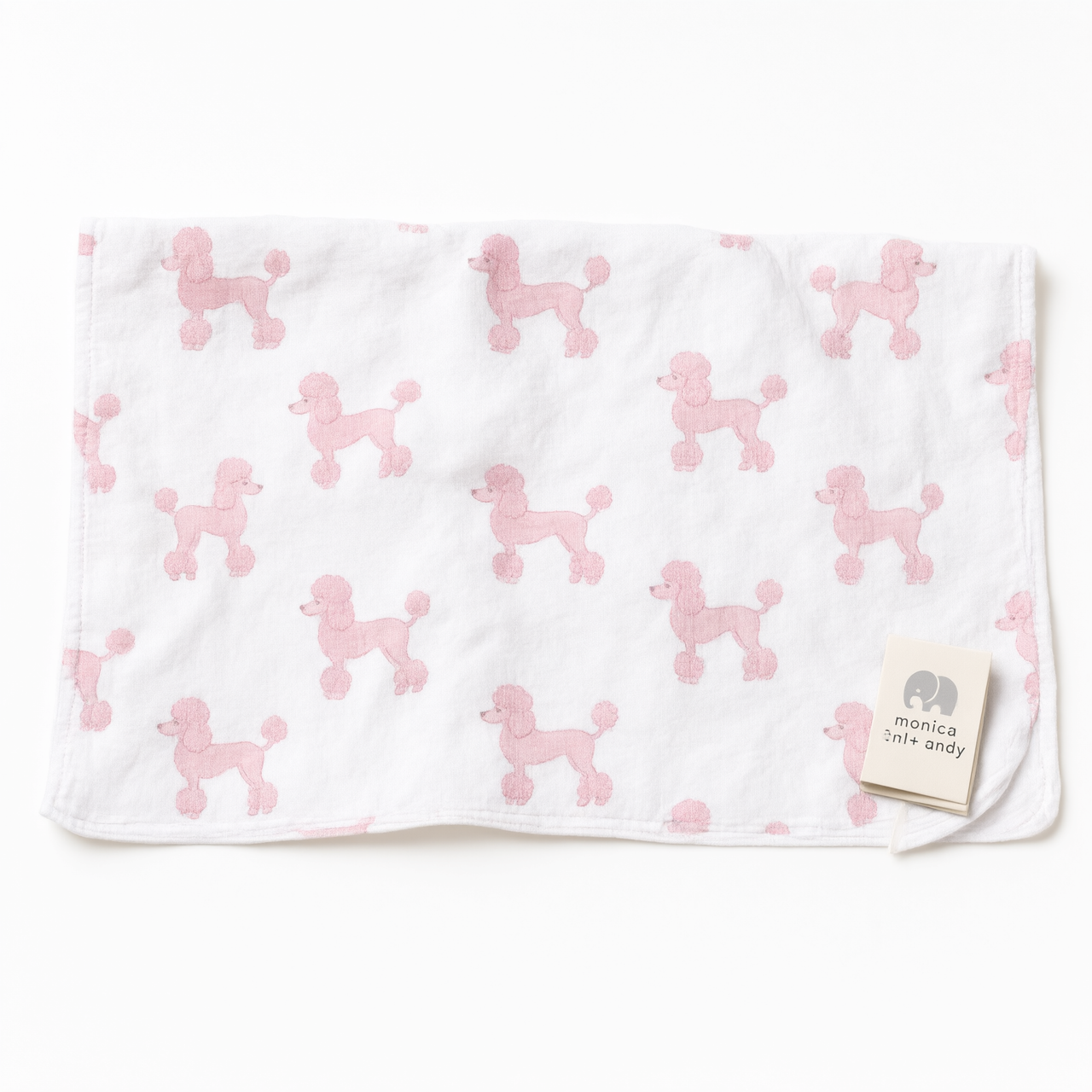 Monica + Andy Organic Cotton Burp Cloth - Pink Poodle