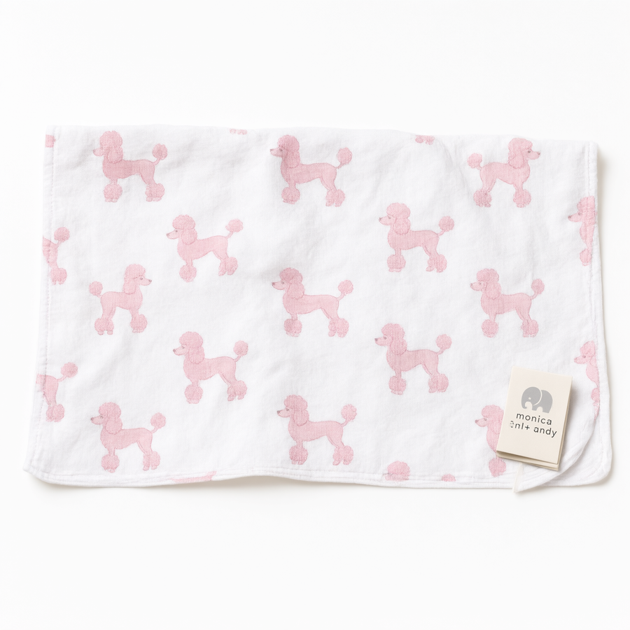 Monica + Andy Organic Cotton Burp Cloth - Pink Poodle