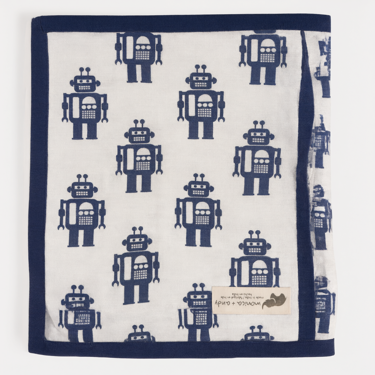Monica + Andy Double Layer Coming Home Swaddle Blanket - Robot