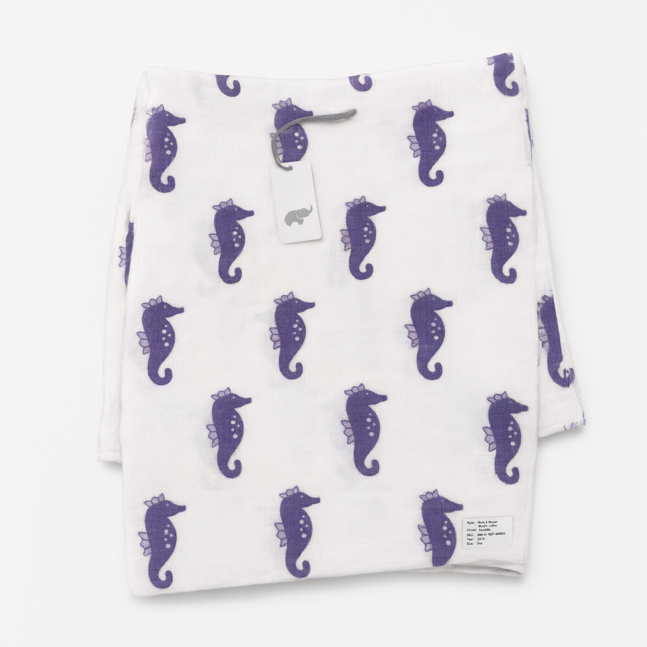 Monica + Andy Single Layer Muslin Swaddle Blanket - Seahorse