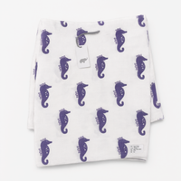 Monica + Andy Single Layer Muslin Swaddle Blanket - Seahorse