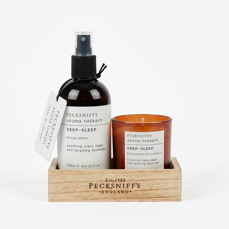 Pecksniff's Aroma:Therapy Candle & Room Spray Deep-Sleep Duo Caddy