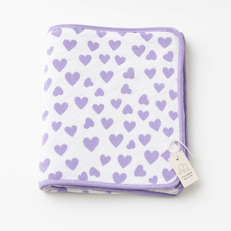Monica + Andy Double Layer Coming Home Swaddle Blanket - Purple Hearts