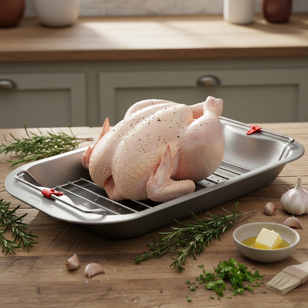 Non-Stick Roasting Tray & Removable Rack - 38CM