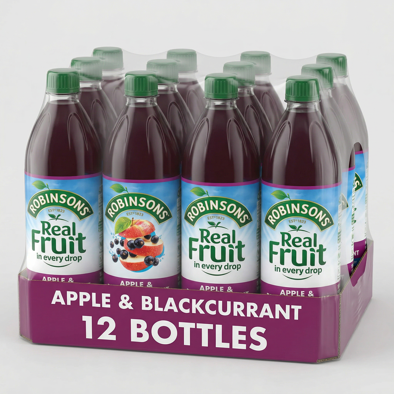 Robinsons Apple & Blackcurrant No Added Sugar 1L x 12 – Fruit Squash Multipack