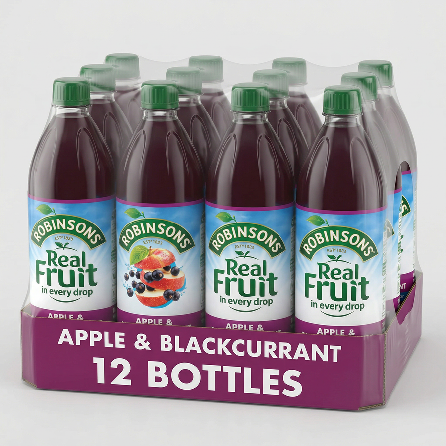 Robinsons Apple & Blackcurrant No Added Sugar 1L x 12 – Fruit Squash Multipack