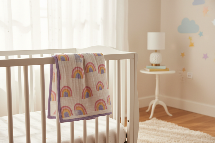 Monica + Andy Double Layer Coming Home Swaddle Blanket - Rainbow