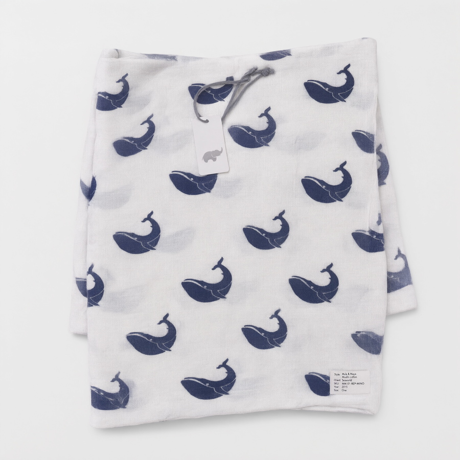 Monica + Andy Single Layer Muslin Swaddle Blanket - Whale