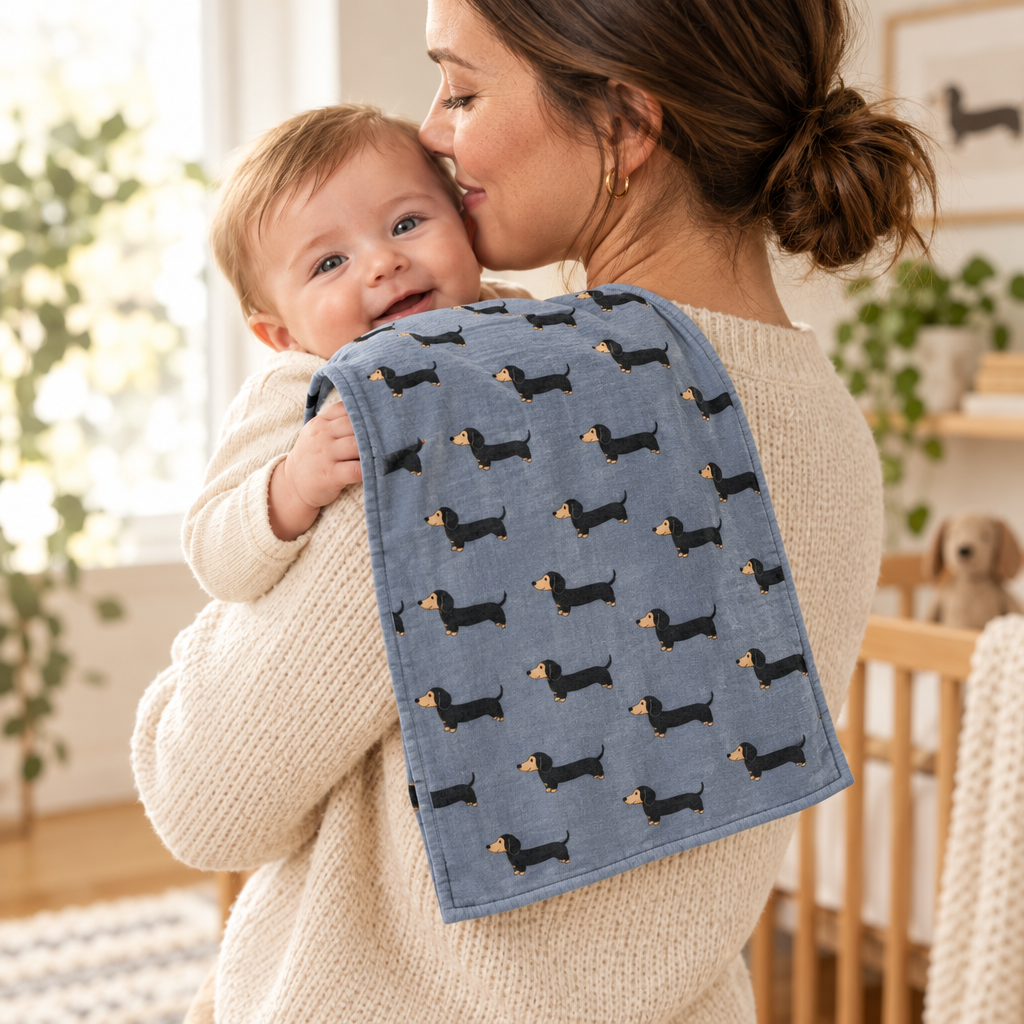 Monica + Andy Organic Cotton Burp Cloth - Sausage Dog