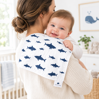 Monica + Andy Organic Muslin Burp Cloth - Shark