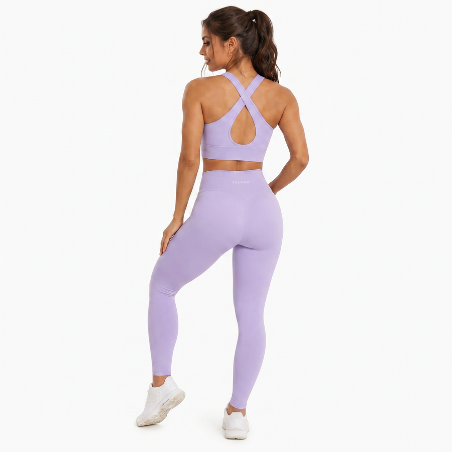 Snuggz Fit Super Stretch V Neck Bar and Legging Lilac Set (Various Sizes)