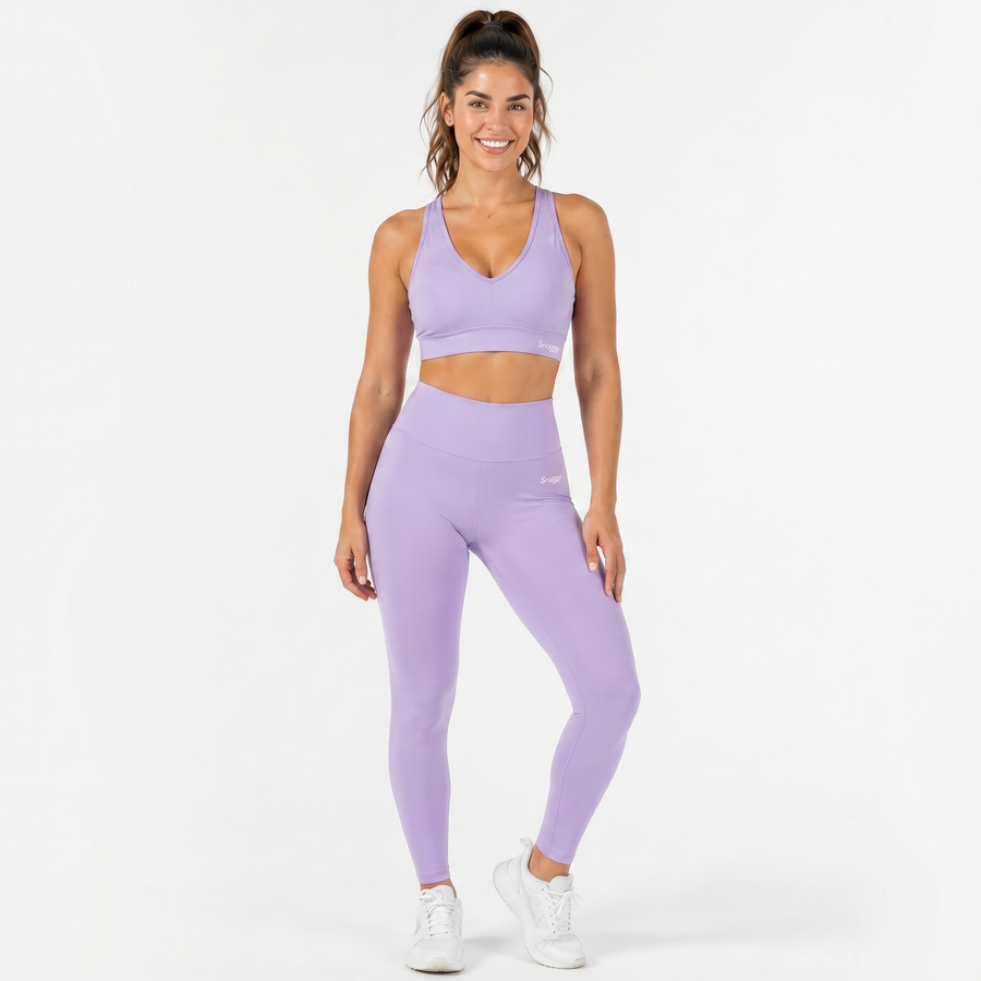 Snuggz Fit Super Stretch V Neck Bar and Legging Lilac Set (Various Sizes)