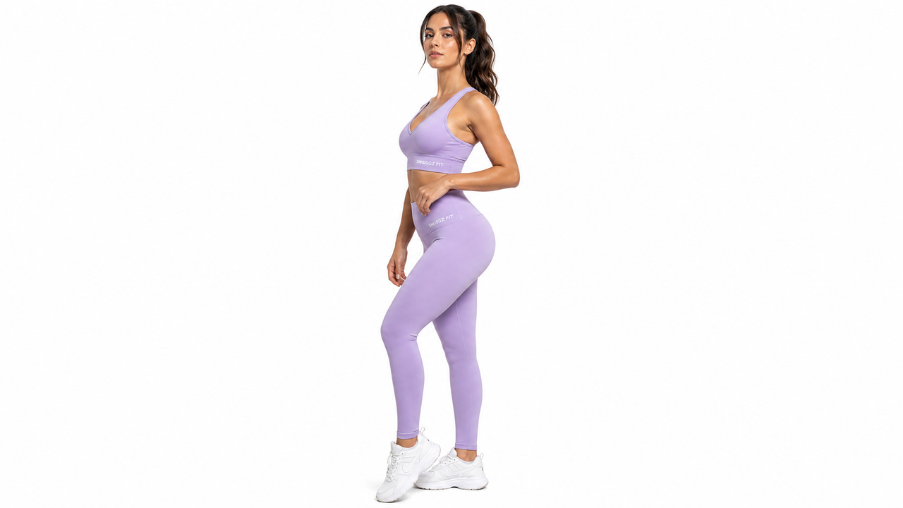 Snuggz Fit Super Stretch V Neck Bar and Legging Lilac Set (Various Sizes)