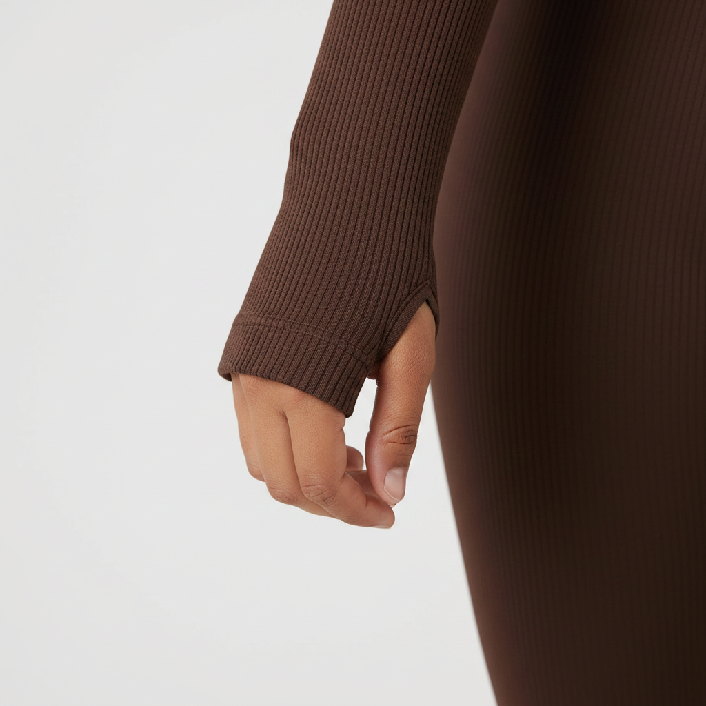 Snuggz Fit Ribbed Long Sleeve Mocha Seamless Jumpsuit (Various Sizes)