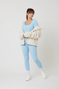 Snuggz Fit Ribbed Long Sleeve Light Blue Seamless Jumpsuit (Various Sizes)