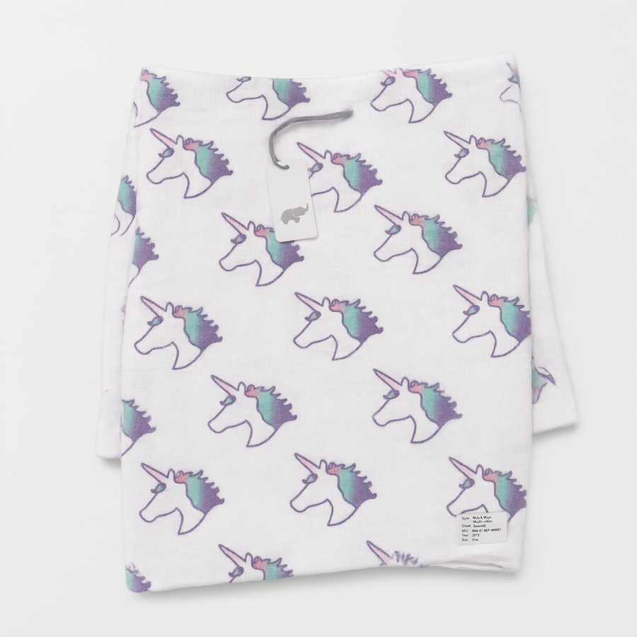 Monica + Andy Single Layer Muslin Swaddle Blanket - Unicorn