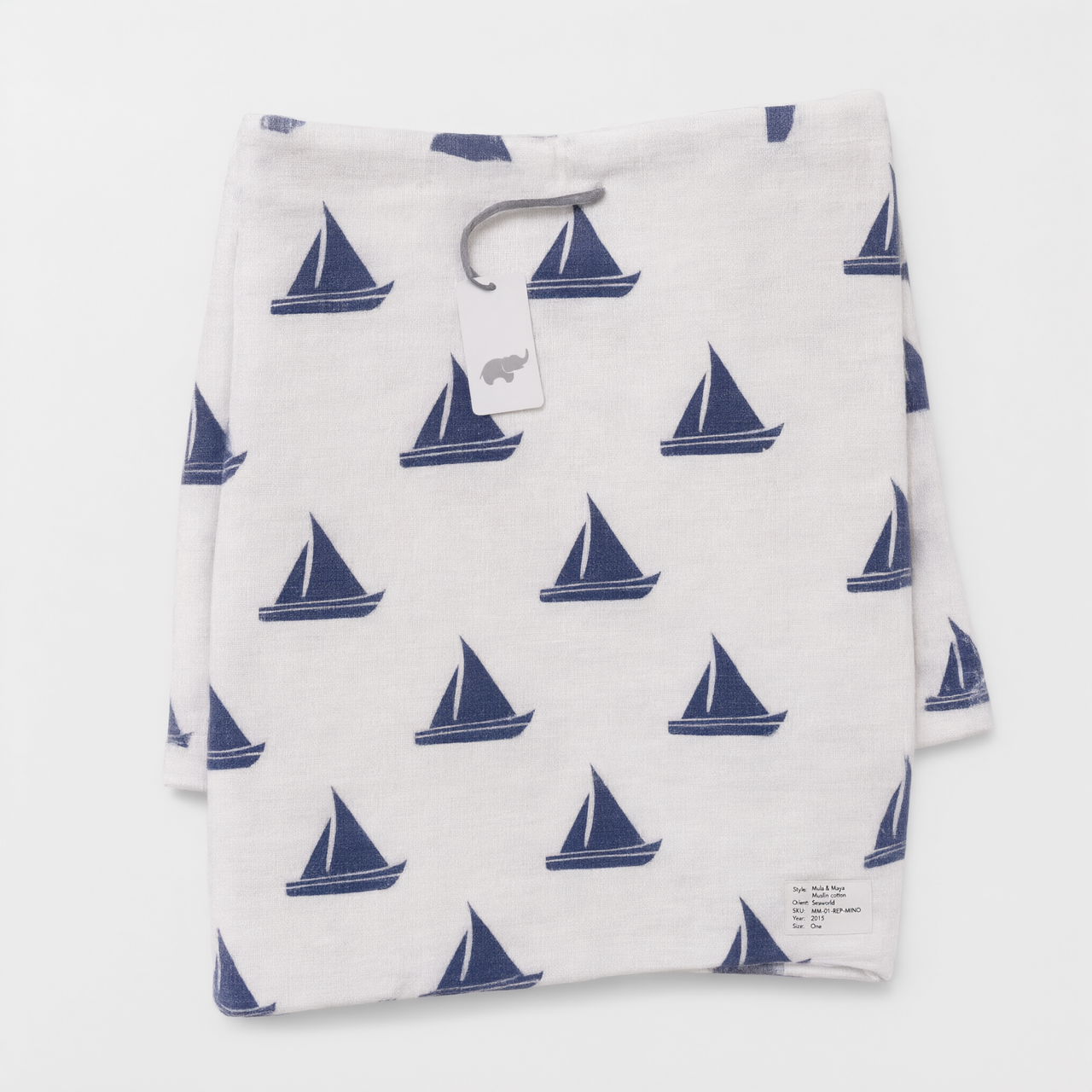 Monica + Andy Single Layer Muslin Swaddle Blanket - Blue Ships