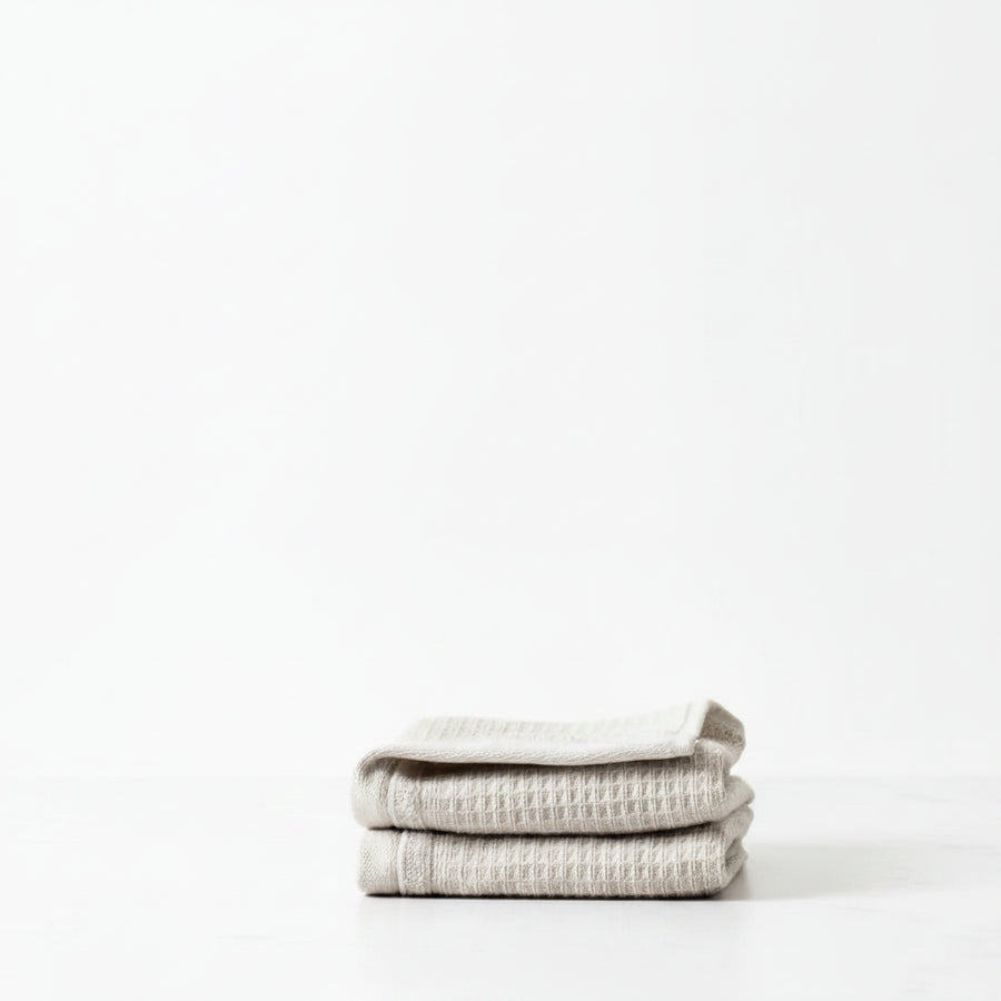 Lunar Oceans Waffle Terry Face Cloth (Pair) - Oatmeal