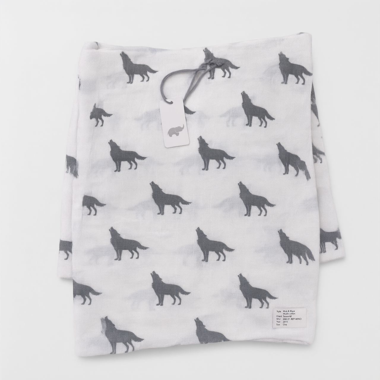 Monica + Andy Single Layer Muslin Swaddle Blanket - Wolf