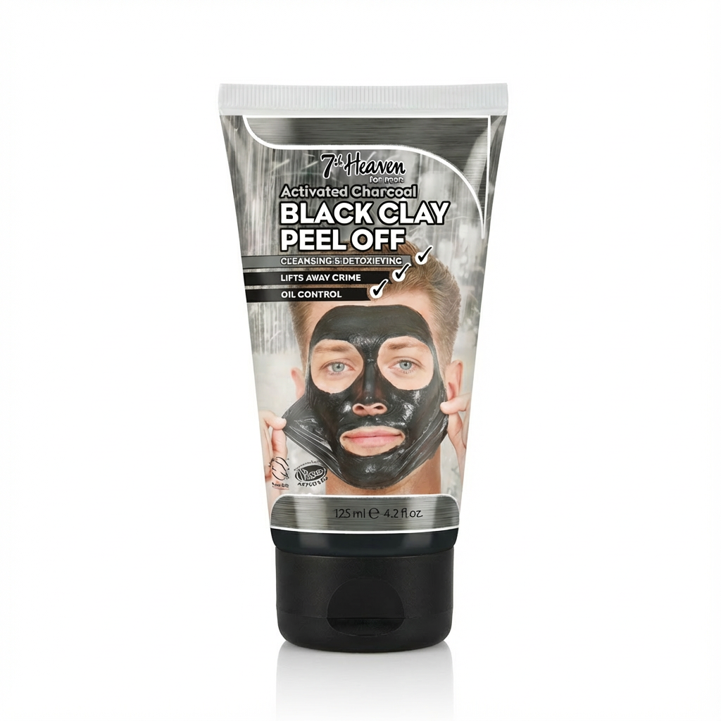 7th Heaven Activated Charcoal Black Clay Peel Off Face Mask for Men 125ML