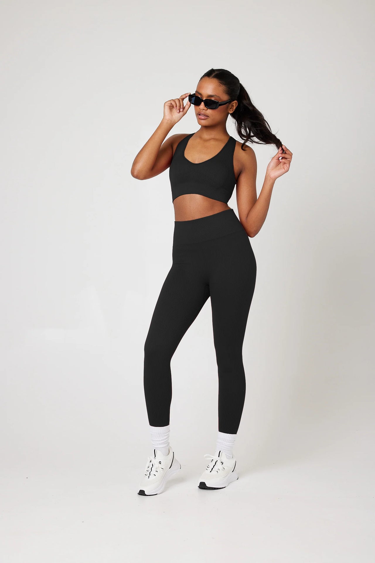 SnuggzFit Seamless Activewear Set with High-Waisted Legging - Black (Various Sizes)