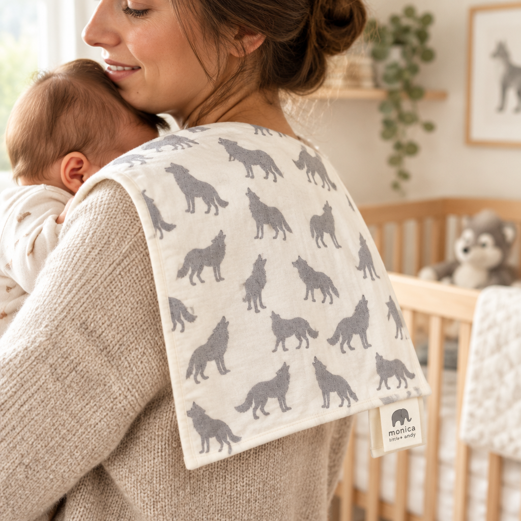 Monica + Andy Organic Cotton Burp Cloth - Grey Wolf