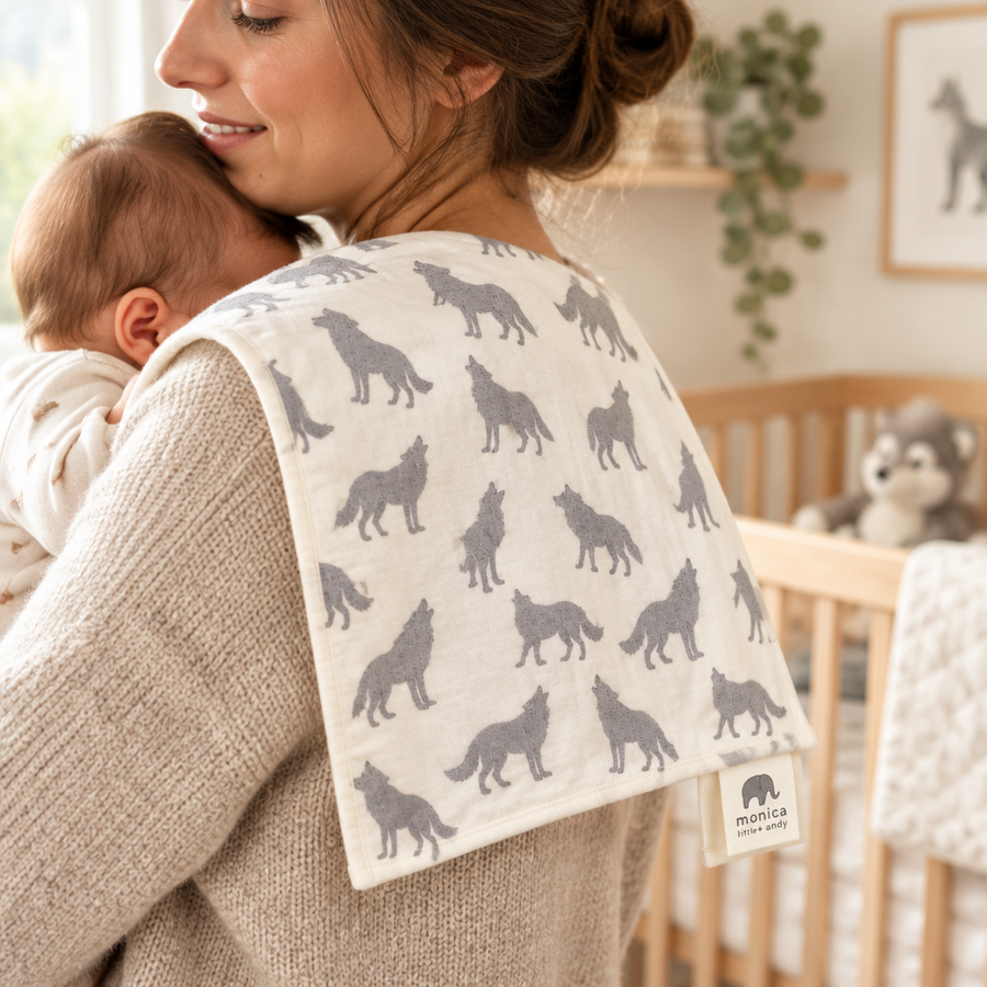Monica + Andy Organic Cotton Burp Cloth - Grey Wolf