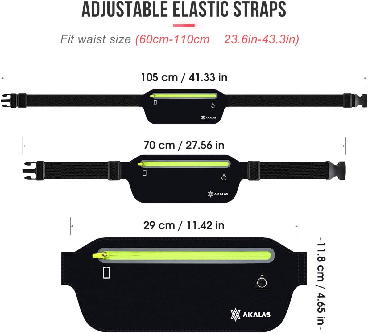 Akalas Ultra Slim Running Belt Waist Pack (Various Colours) - liquidation.store