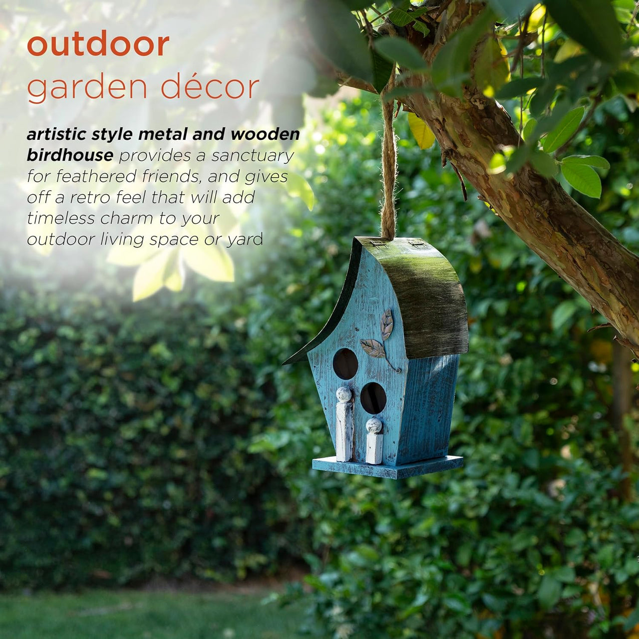 Alpine Corporation 30cm Outdoor Hanging Birdhouse - Blue - liquidation.store