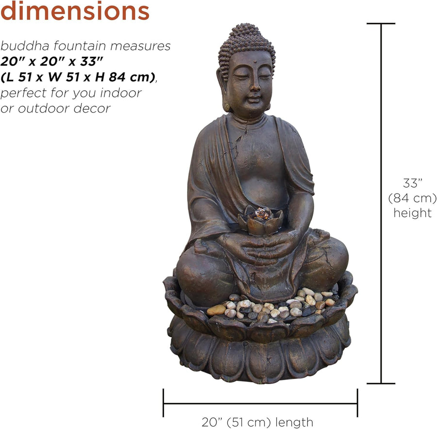 Alpine Corporation 84 cm Tall Indoor/Outdoor Meditating Buddha Water Fountain - liquidation.store
