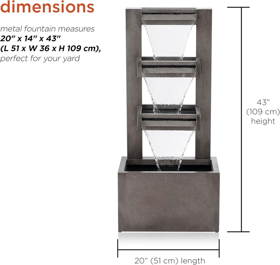 Alpine Corporation Metal Fountain - Grey - liquidation.store