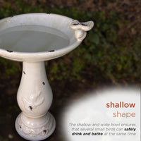 Alpine Corporation Outdoor Antique Ceramic Birdbath - Light Brown - liquidation.store