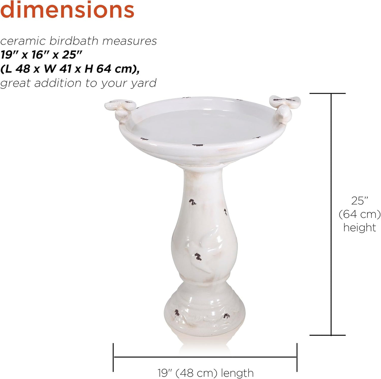 Alpine Corporation Outdoor Antique Ceramic Birdbath - Light Brown - liquidation.store