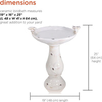 Alpine Corporation Outdoor Antique Ceramic Birdbath - Light Brown - liquidation.store