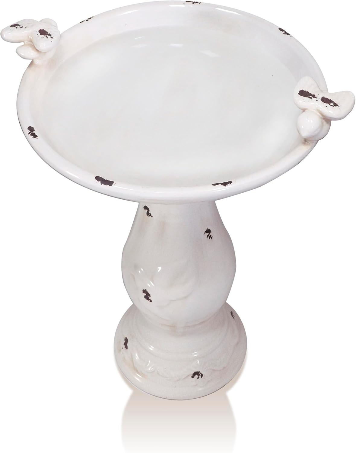 Alpine Corporation Outdoor Antique Ceramic Birdbath - Light Brown - liquidation.store