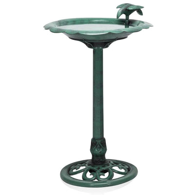 Alpine Corporation Outdoor Antique Flower Birdbath - Green - liquidation.store