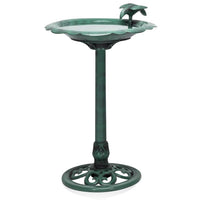Alpine Corporation Outdoor Antique Flower Birdbath - Green - liquidation.store