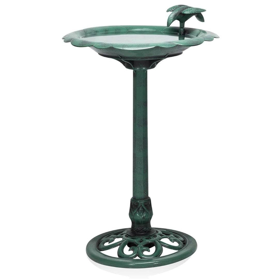 Alpine Corporation Outdoor Antique Flower Birdbath - Green - liquidation.store