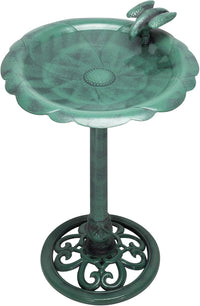 Alpine Corporation Outdoor Antique Flower Birdbath - Green - liquidation.store
