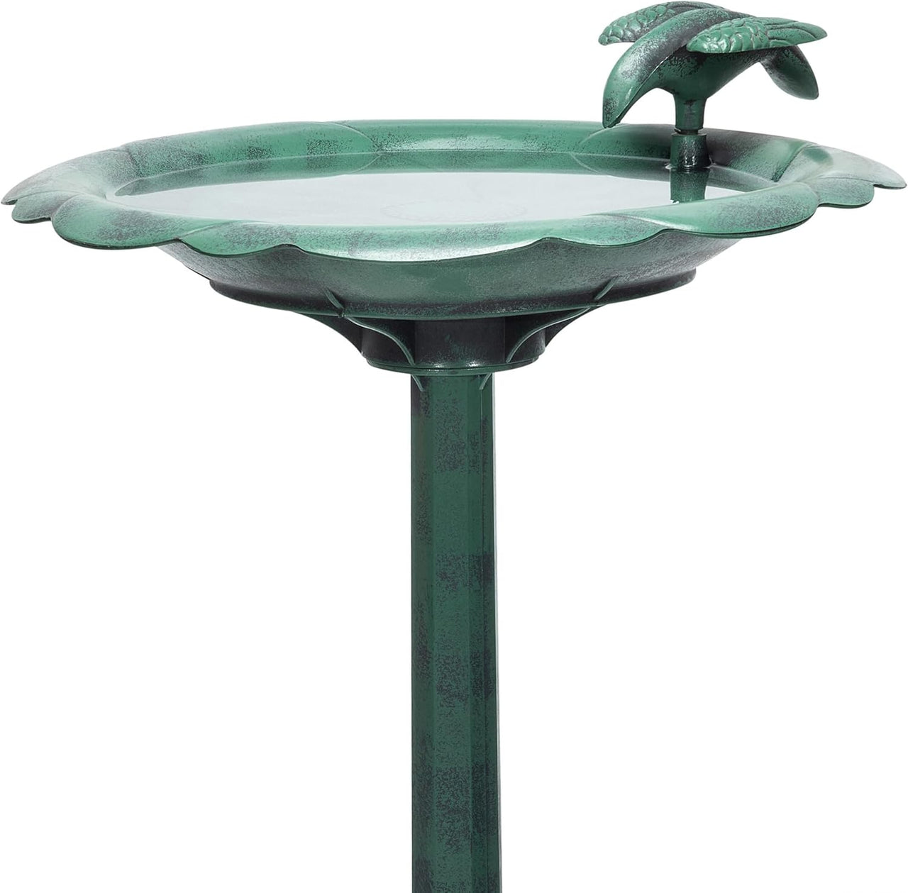 Alpine Corporation Outdoor Antique Flower Birdbath - Green - liquidation.store