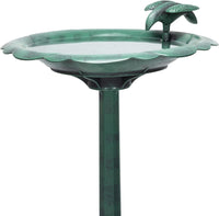 Alpine Corporation Outdoor Antique Flower Birdbath - Green - liquidation.store