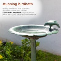 Alpine Corporation Outdoor Antique Flower Birdbath - Green - liquidation.store