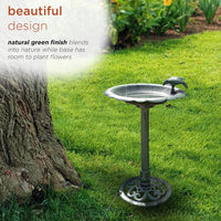 Alpine Corporation Outdoor Antique Flower Birdbath - Green - liquidation.store