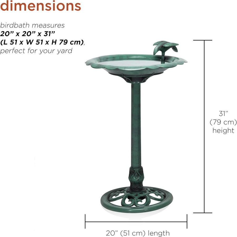 Alpine Corporation Outdoor Antique Flower Birdbath - Green - liquidation.store