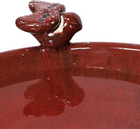 Thumbnail for Alpine Corporation Outdoor Ceramic Antique Pedestal Birdbath - Red - liquidation.store
