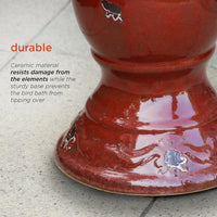 Thumbnail for Alpine Corporation Outdoor Ceramic Antique Pedestal Birdbath - Red - liquidation.store